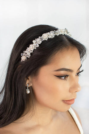Silver Pearls & Crystal Headband - Bridal Brilliance
