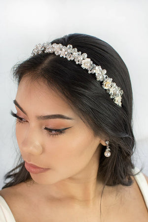 Silver Pearls & Crystal Headband - Bridal Brilliance