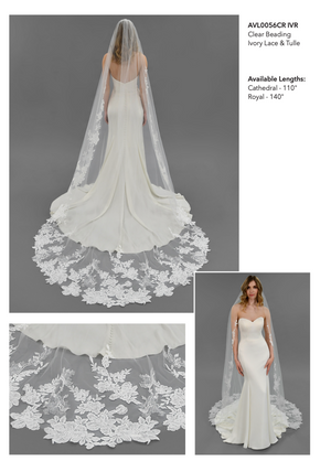 Cathedral Flower Lace Edge Veil - Bridal Brilliance