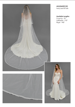 Cathedral Tiered Lace Trim Veil - Bridal Brilliance