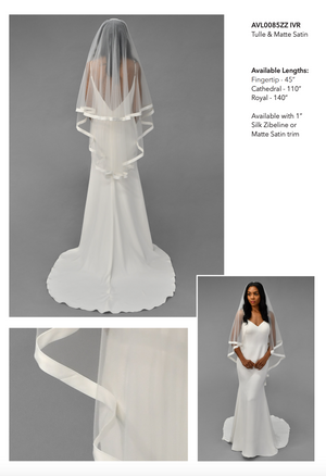 Matte Satin Fingertip Veil - Bridal Brilliance