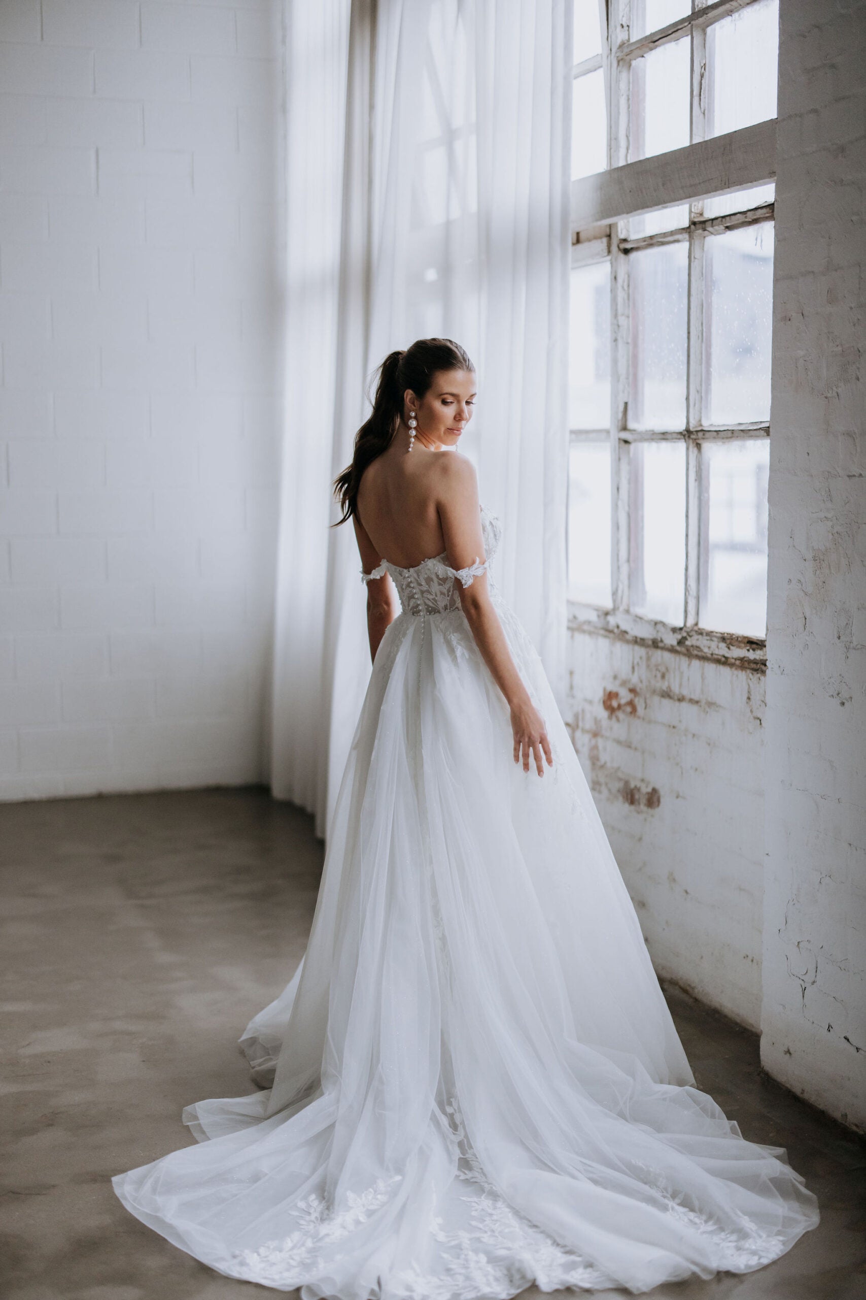 Kristen  Asymmetrical Low Back Fitted Wedding Gown - Iconic