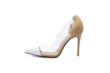 Lizzy Nude Leather Heels - Two Tone - Bridal Brilliance