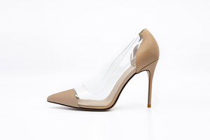 Lizzy Nude Leather Heels - Bridal Brilliance