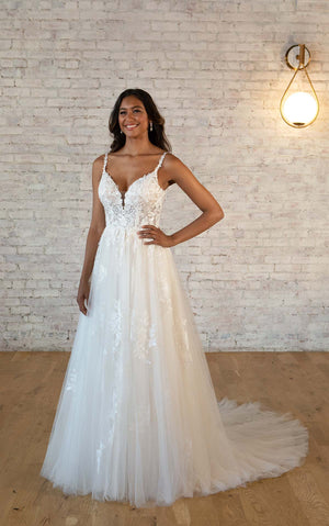 Stella York lace and sparkle wedding dress