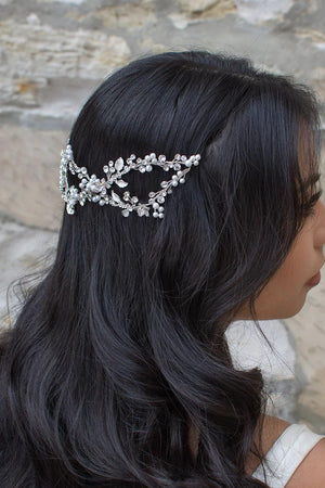 Carmella Twin Hair Vine Silver - Bridal Brilliance