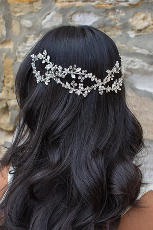 Carmella Twin Hair Vine Silver - Bridal Brilliance