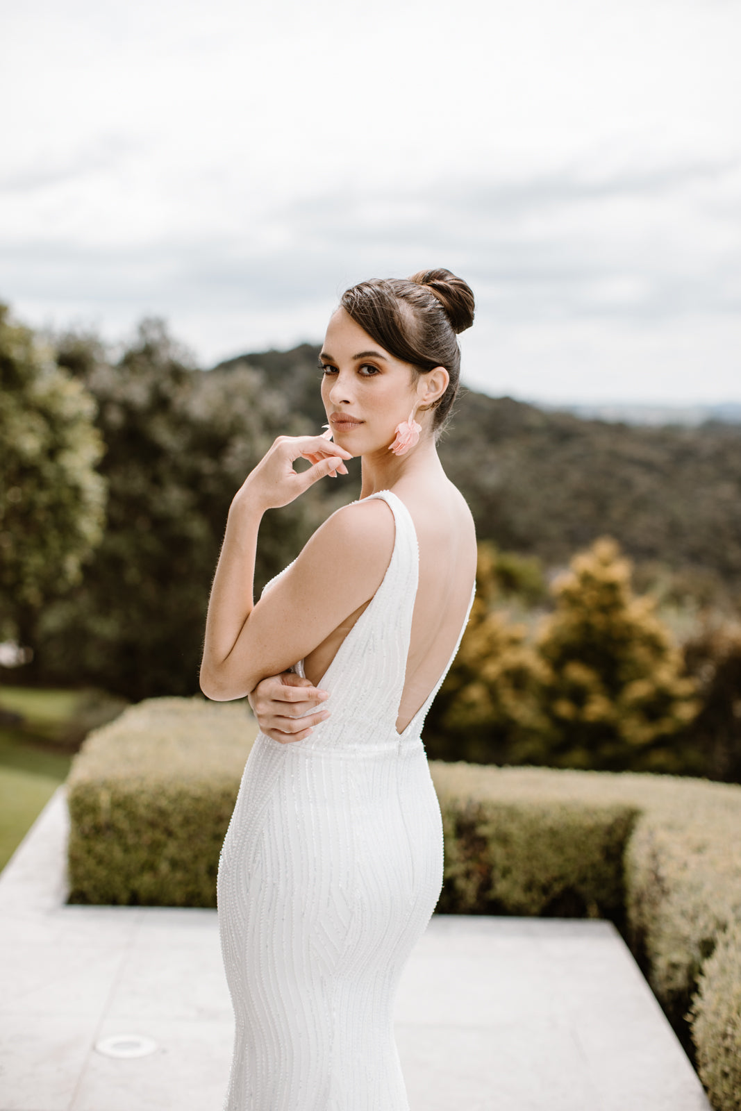 Janessa Glamorous Pearl Adorned Overskirt Bridal Dress – Blini Fashion House
