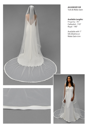 Cathedral 1" Tiered Satin Edge Veil - Bridal Brilliance